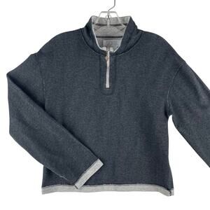 VTG 90s SDI Womens Quarter Zip Pullover M Charcoal Gray Mock Neck French Terry